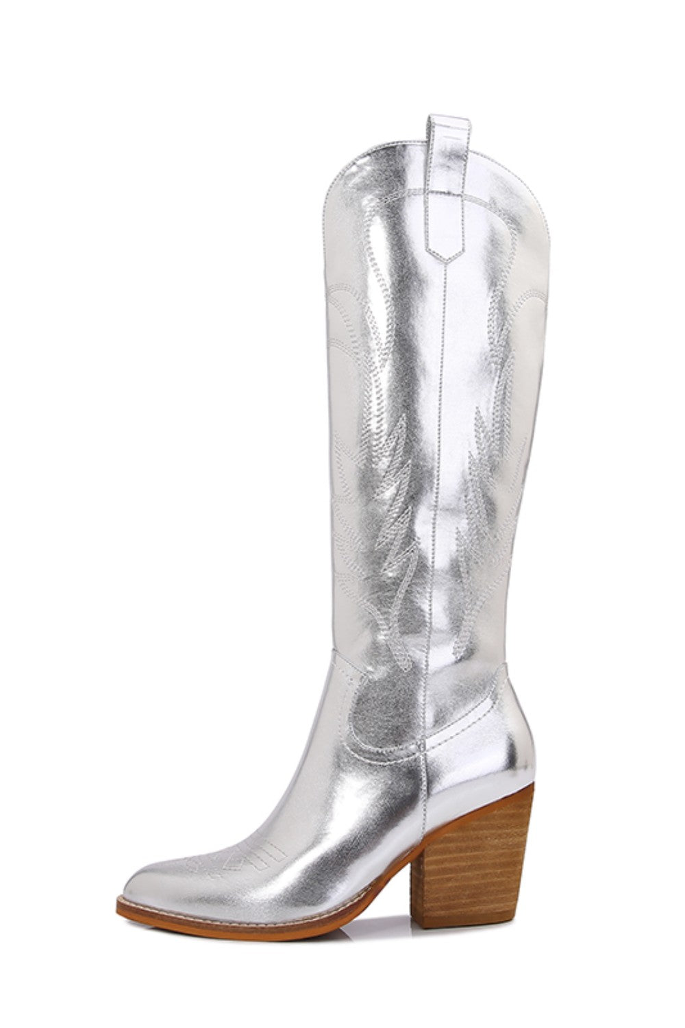 Melody Metallic Knee High Cowboy Boots-Jewearrings