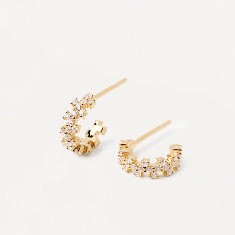 Women's Fashion Simple Full Zircon Silver Stud Earrings-Jewearrings