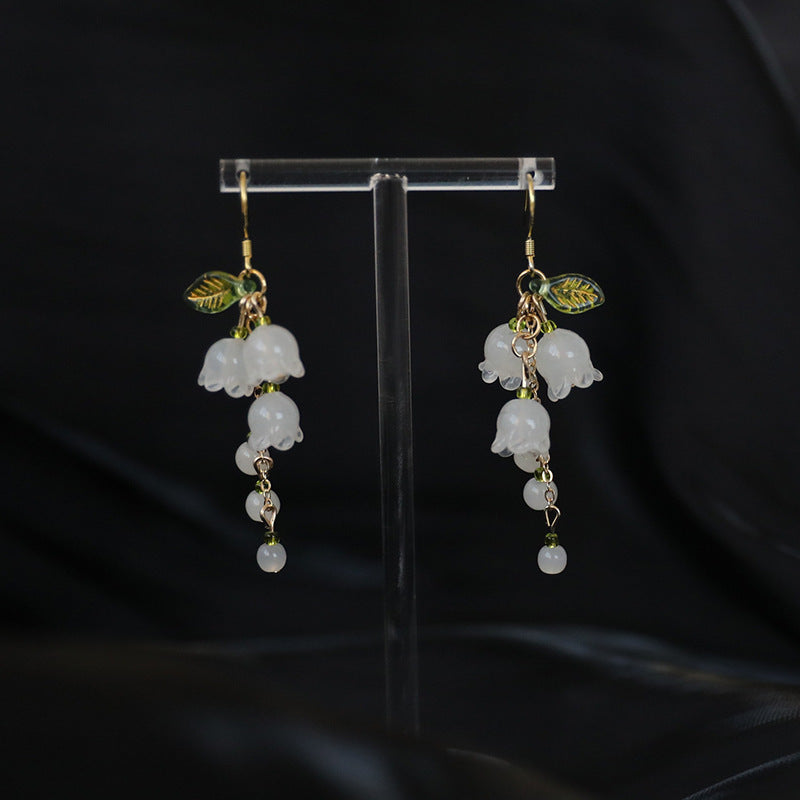 White Orchid Earrings Silver Elegant And Gentle-Jewearrings