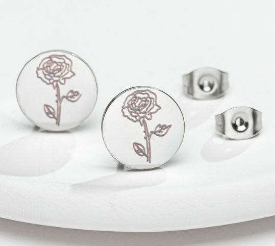 Fashion Animal Flower Etched Stud Earrings-Jewearrings