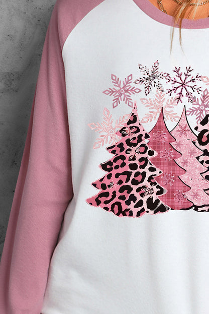 Christmas Tree Graphic Round Neck Long Sleeve T-Shirt-Jewearrings