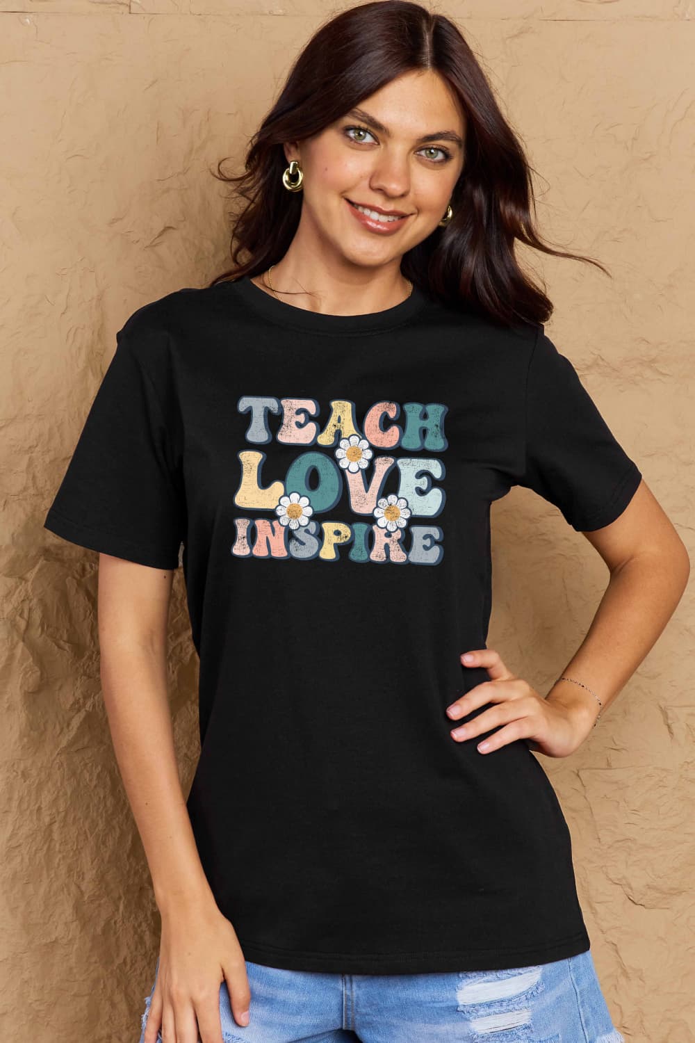 Simply Love Full Size TEACH LOVE INSPIRE Graphic Cotton T-Shirt-Jewearrings