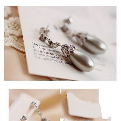 Vintage Drop Light Pearl Earrings For Women-Jewearrings