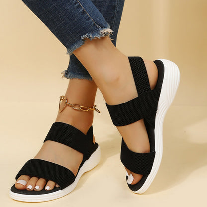 Rubber Open Toe Low Heel Sandals-Jewearrings