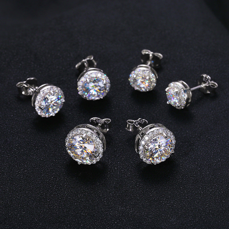 S925 Sterling Silver D Color Moissanite Classic Rock Sugar Earrings-Jewearrings