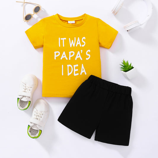 Kids IT WAS PAPA'S IDEA Graphic Tee and Shorts Set-Jewearrings