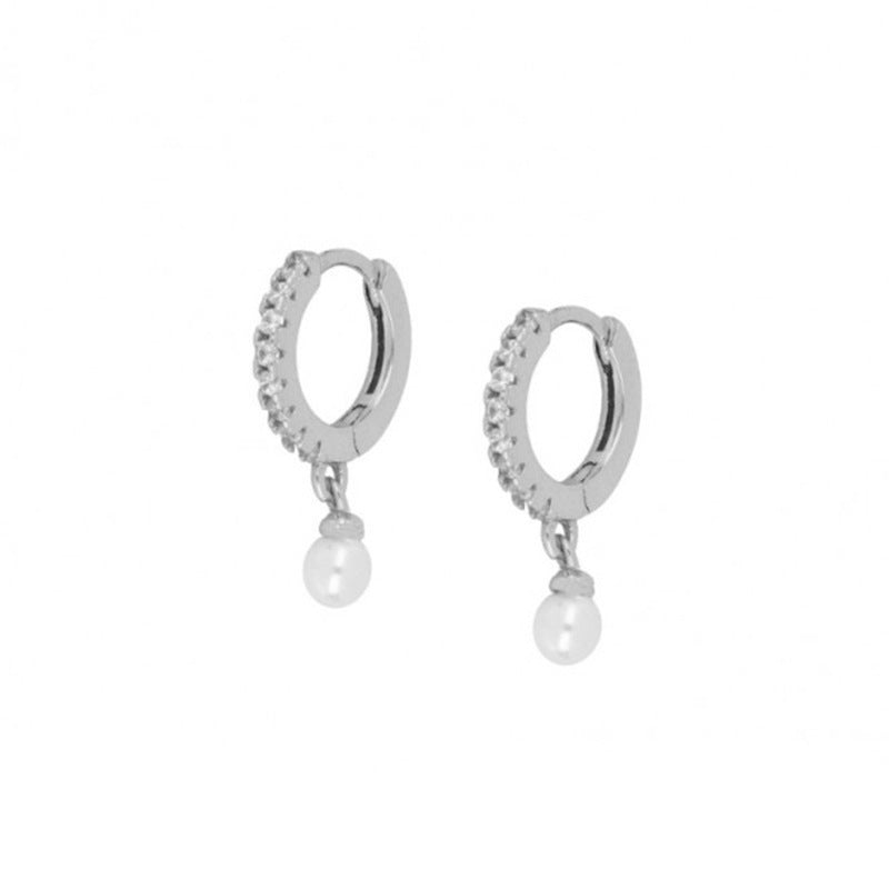 Sterling Silver Pearl Pendant Earrings-Jewearrings