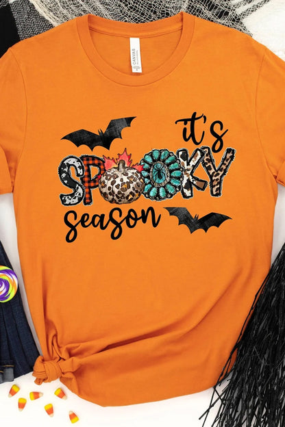 Round Neck Short Sleeve IT'S SPOOKY SEASON Graphic T-Shirt-Jewearrings