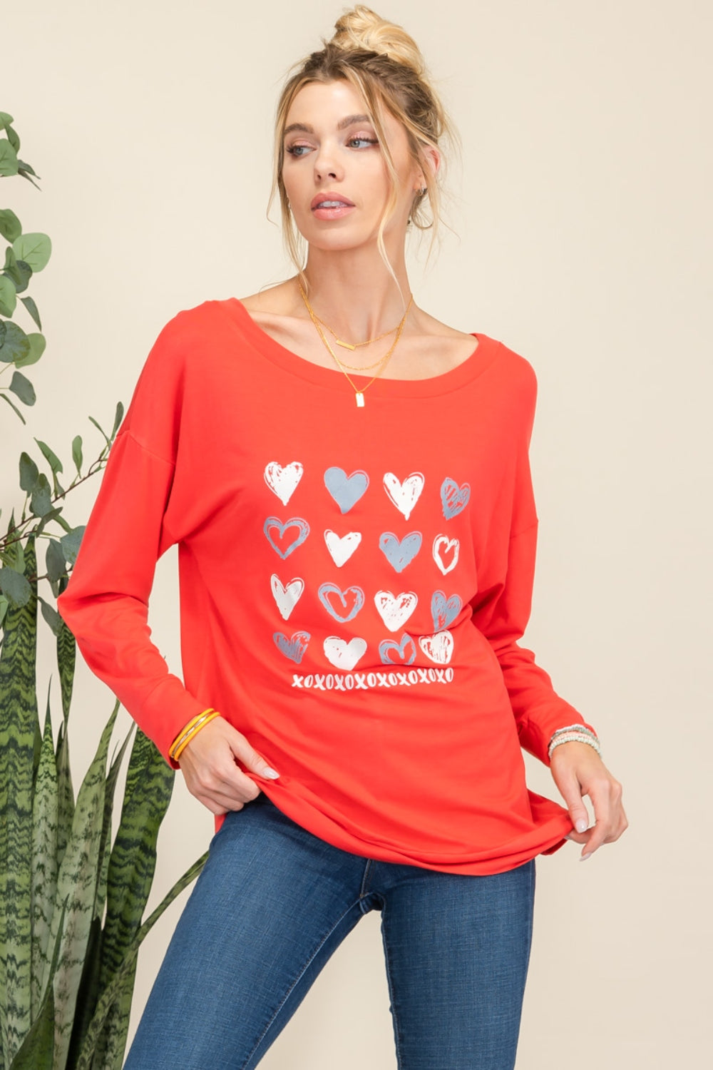 Celeste Full Size Heart Graphic Long Sleeve T-Shirt-Jewearrings