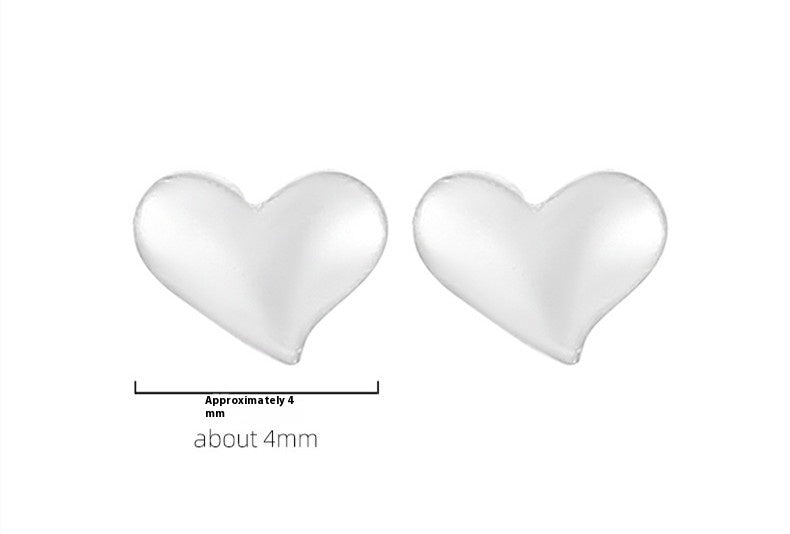 Silver Small Heart Stud Earrings Female Niche-Jewearrings