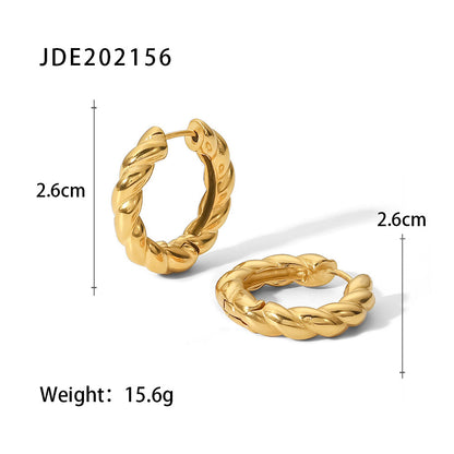 New Fashion Wild 18K Gold Plated White Square Crystal Zircon Hoop Earrings-Jewearrings