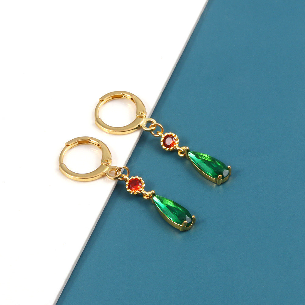 Brass Emerald Earrings Same Drop-Jewearrings