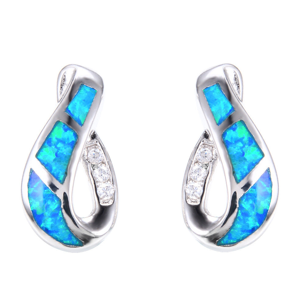 Opal Women's Stud Earrings Luxury Crown Shape-Jewearrings