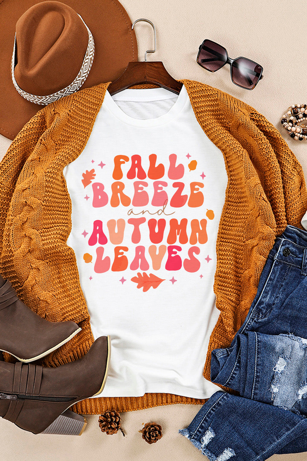 FALL BREEZE AUTUMN LEAVES Graphic T-Shirt-Jewearrings