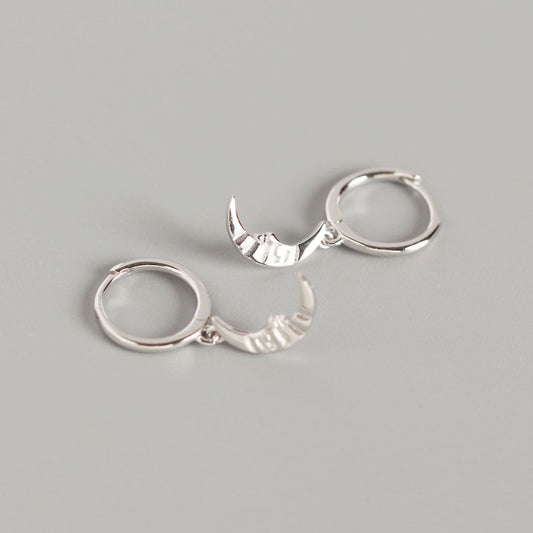 Sterling Silver Geometric Baroque Style Moon Earrings-Jewearrings