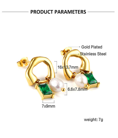 European And American Emerald Earrings For Women-Jewearrings