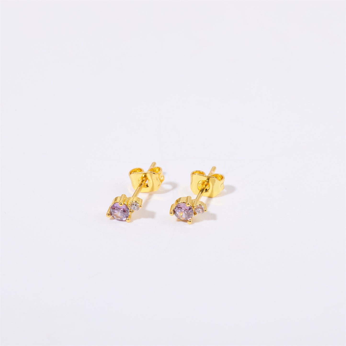 Titanium Steel Electroplated Genuine Gold December Birthstone Zircon Earrings-Jewearrings