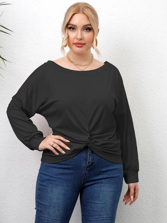 Plus Size Twisted Drop Shoulder T-Shirt-Jewearrings