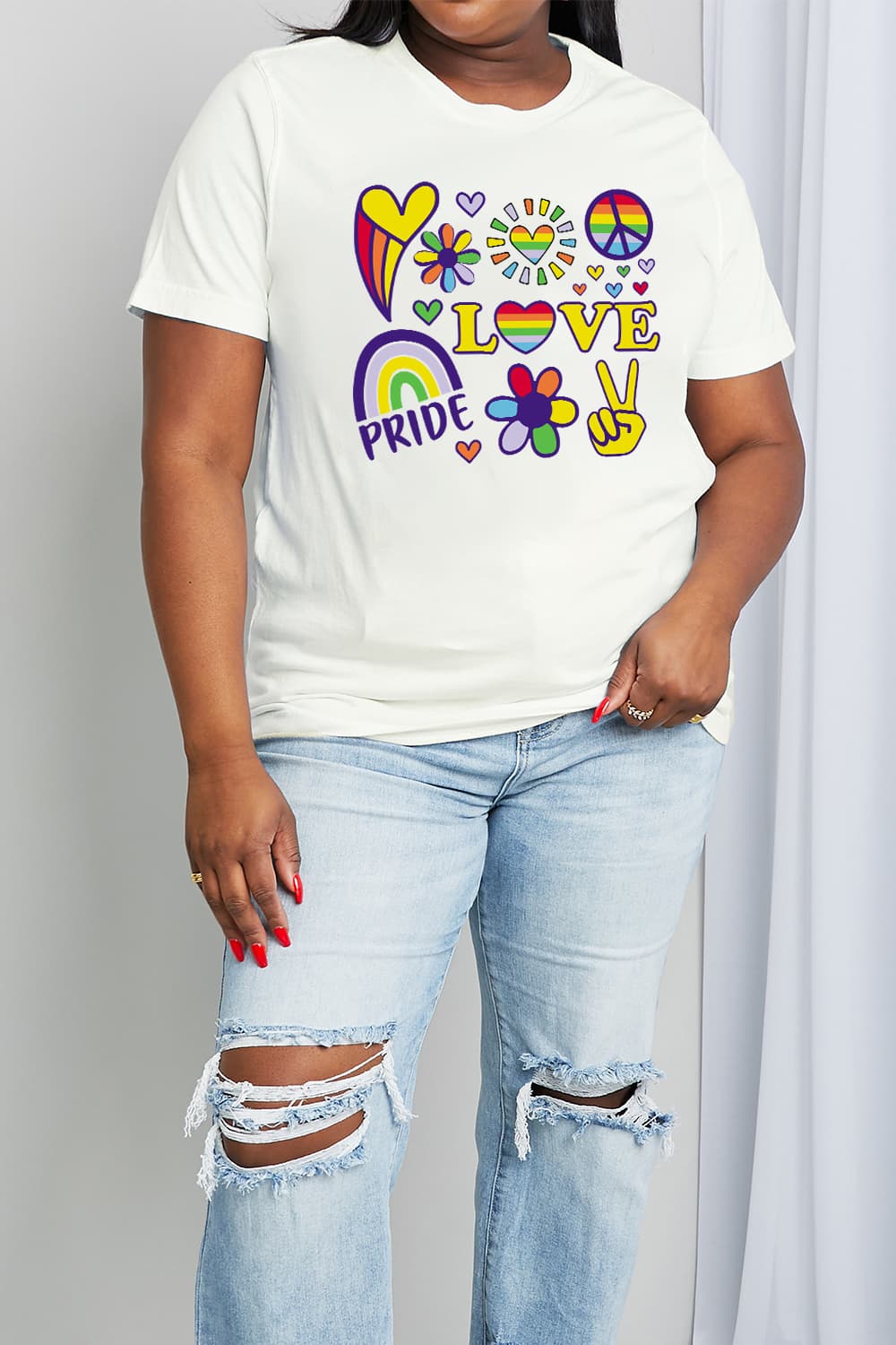 Simply Love Full Size LOVE PRIDE Graphic Cotton Tee-Jewearrings