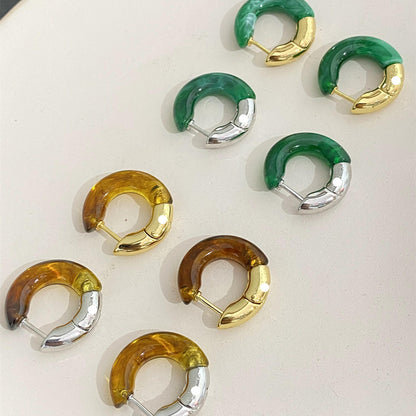 Amber High-end Emerald Earrings Retro Light Luxury-Jewearrings