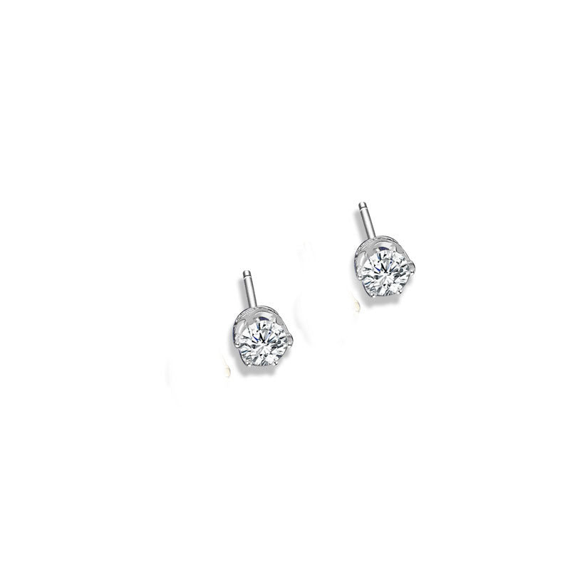 Fashion S925 Sterling Silver Crown Six Prong Earrings-Jewearrings