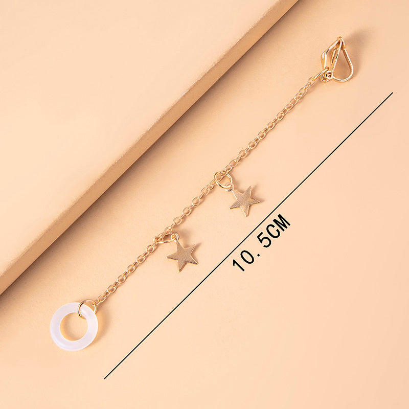 Star Pearl Charms Airpods Anti-Lost Chains Earphone Holder Clip Earrings For Women-Jewearrings