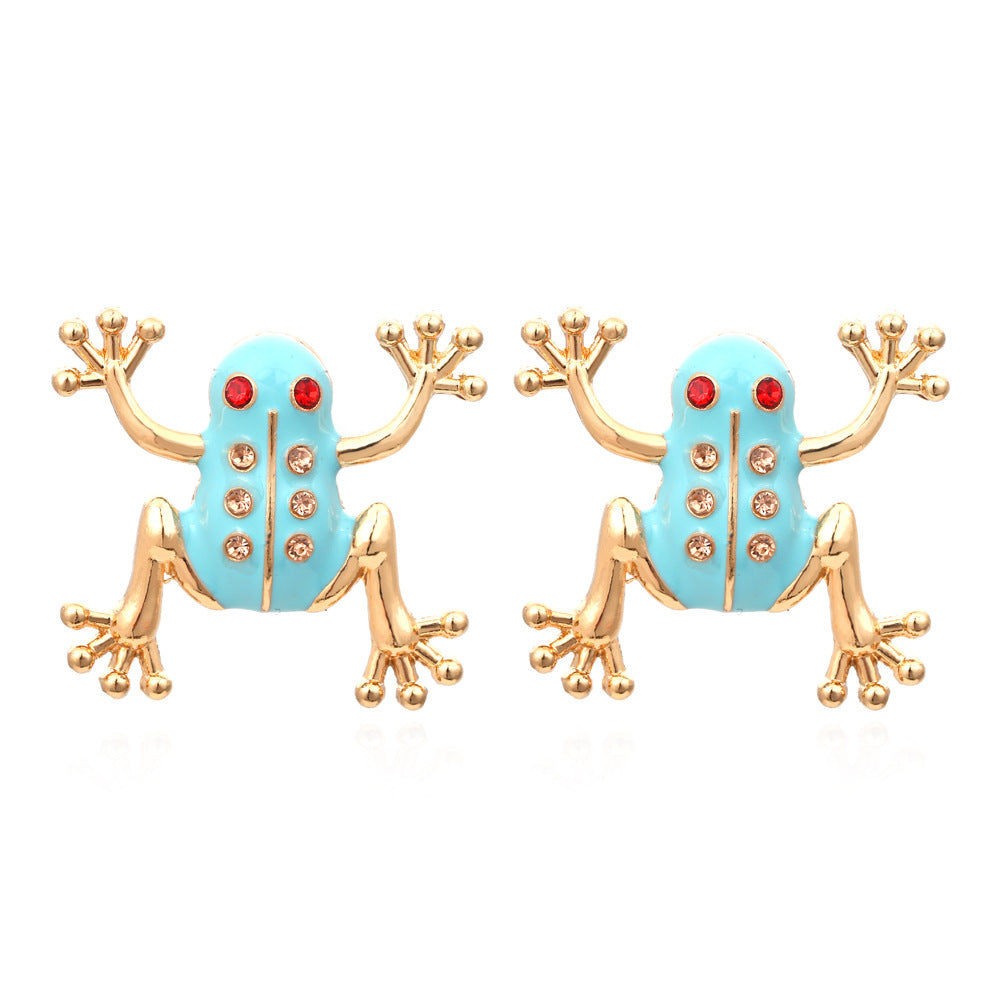 Frog Earrings Diamond Inlaid Earrings-Jewearrings