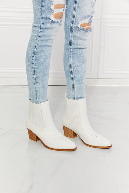 MMShoes Love the Journey Stacked Heel Chelsea Boot in White-Jewearrings