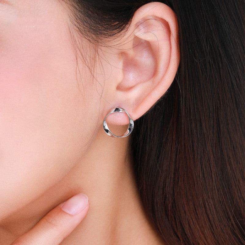 S925 Sterling Silver Simple And Glossy Individual Earrings-Jewearrings