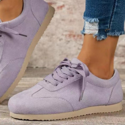 Suede Lace-Up Flat Sneakers-Jewearrings