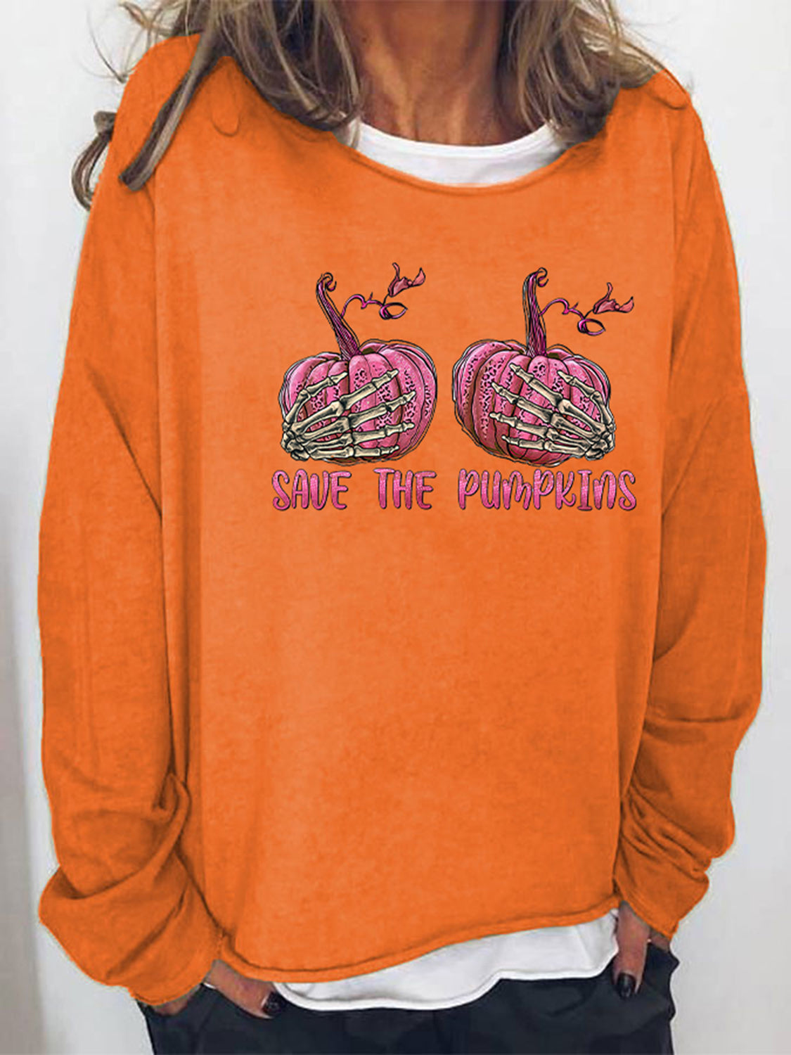 SAVE THE PUMPKIN Graphic Full Size Sweatshirt-Jewearrings