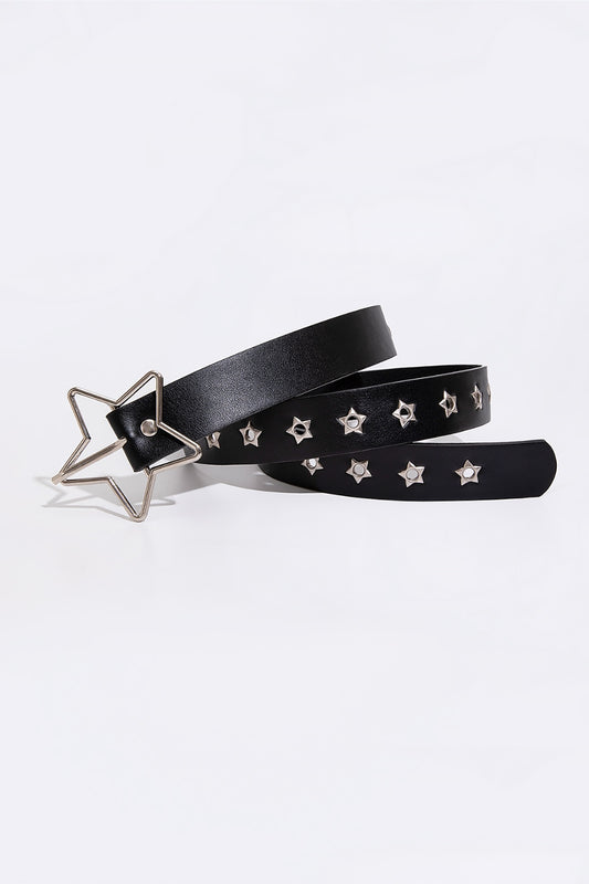 PU Leather Star Shape Buckle Belt-Jewearrings