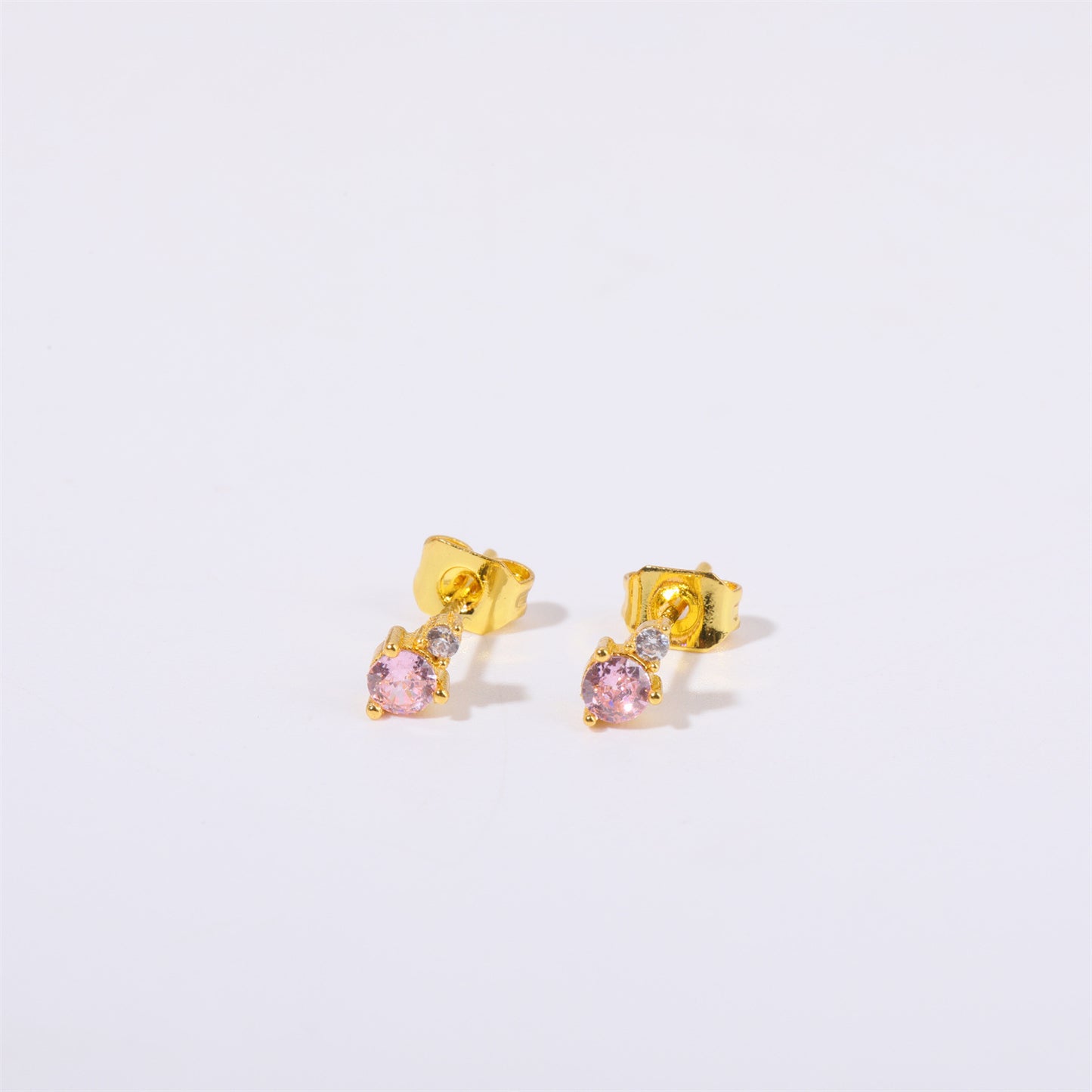 Titanium Steel Electroplated Genuine Gold December Birthstone Zircon Earrings-Jewearrings