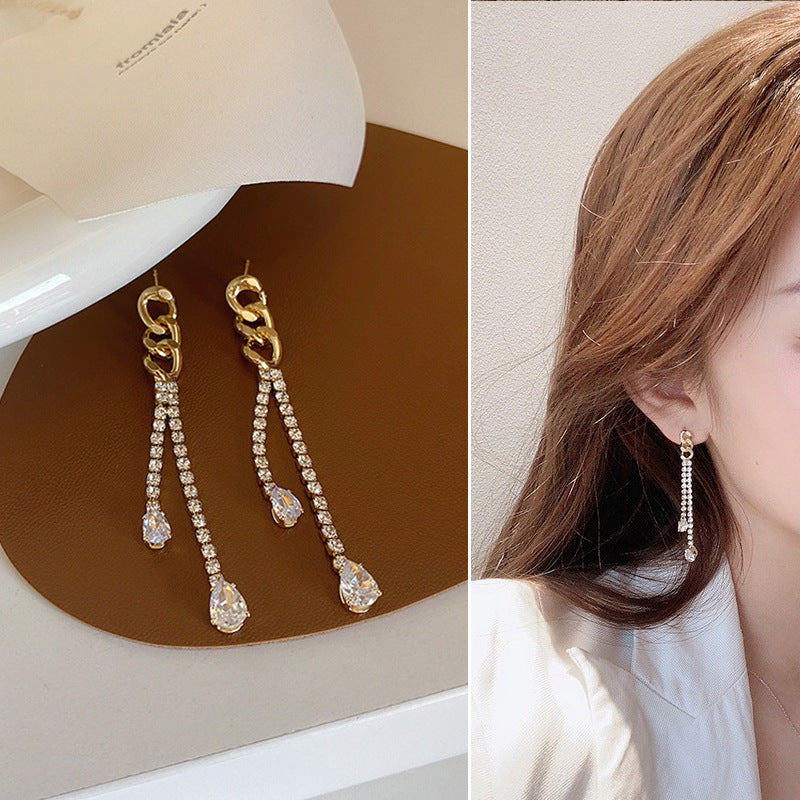 Korea All-match Rhinestone Pearl Bow Earrings-Jewearrings