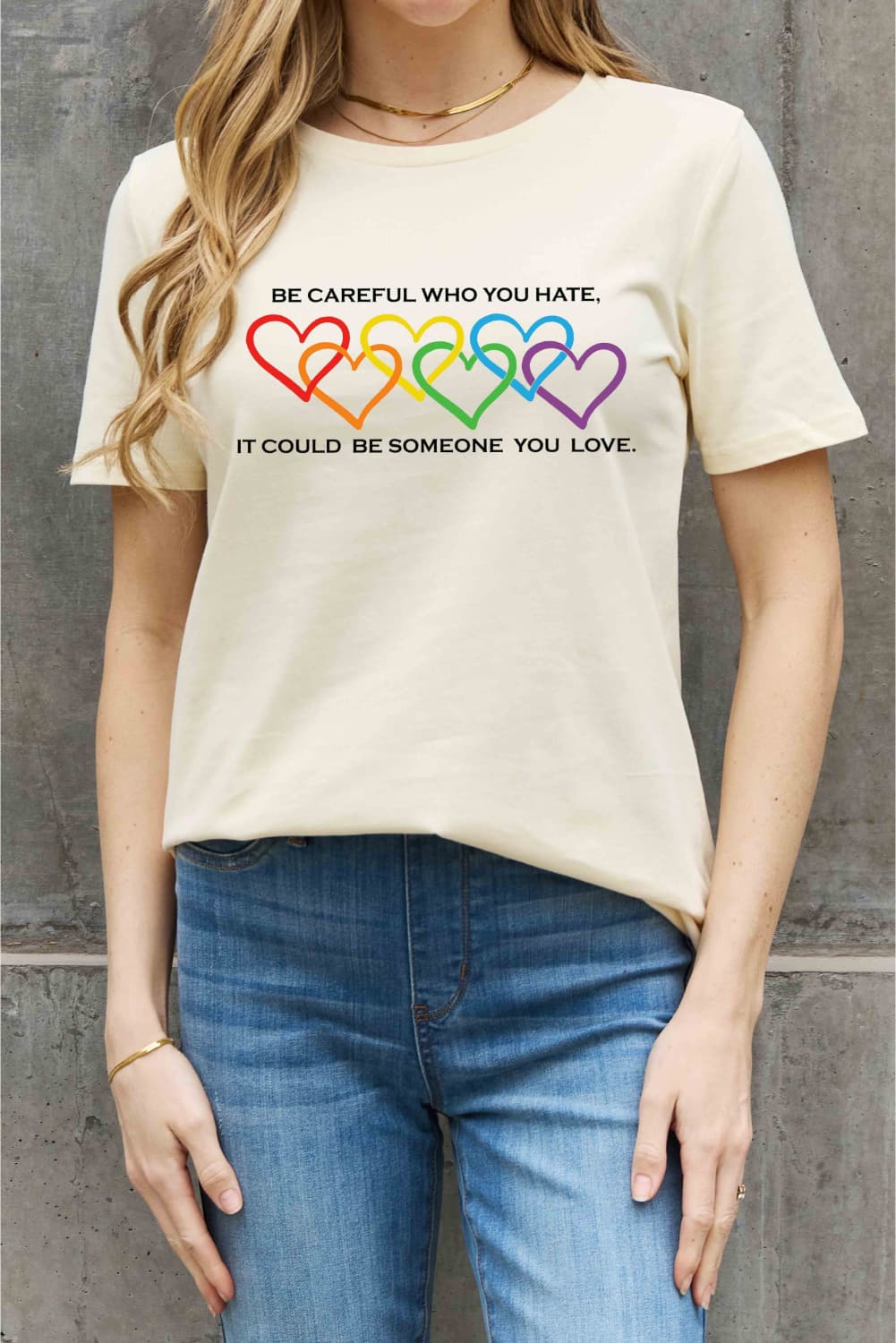 Simply Love Full Size Heart Slogan Graphic Cotton Tee-Jewearrings