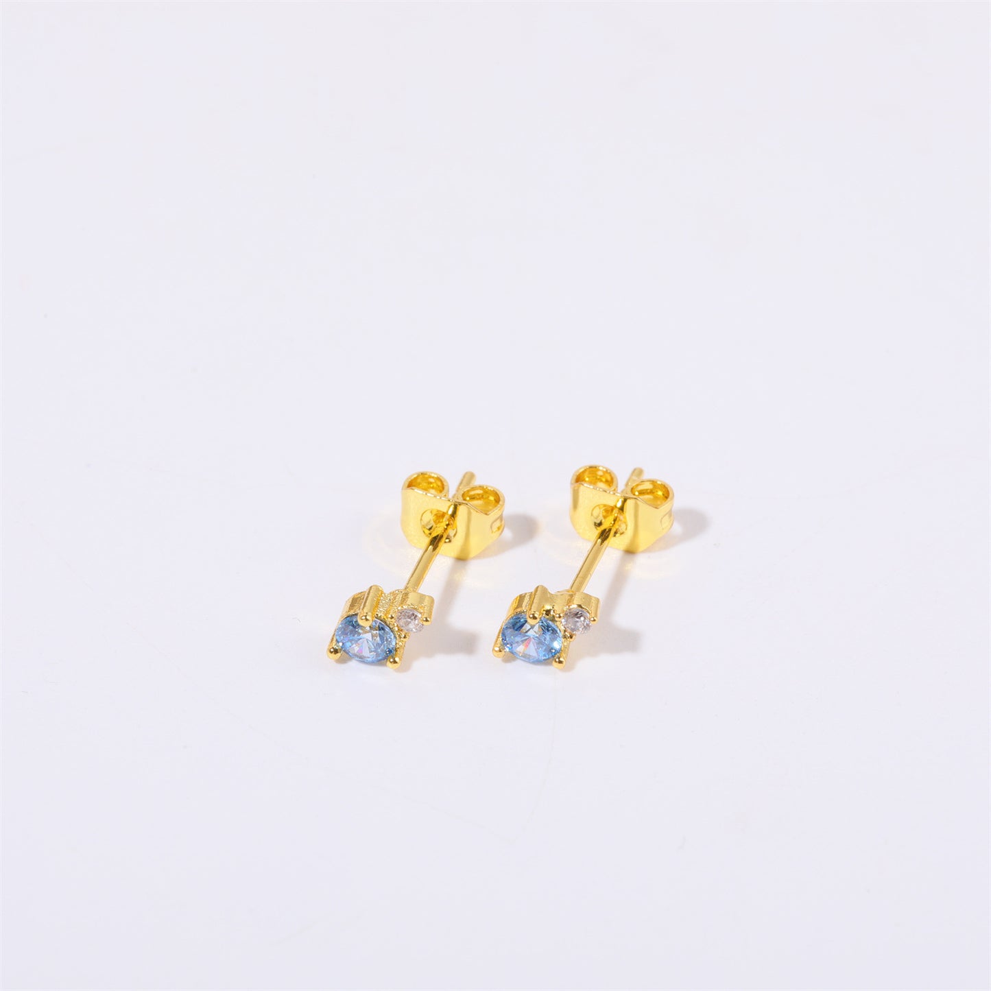 Titanium Steel Electroplated Genuine Gold December Birthstone Zircon Earrings-Jewearrings