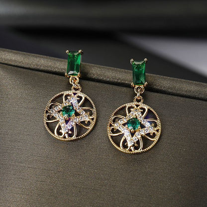 Emerald High-end French Retro Earrings Female Fashion Super Fairy Earrings-Jewearrings