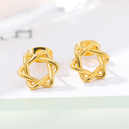 Stainless Steel Stud Earrings Fashion Jewelry Bohemian Hexagonal Star-Jewearrings