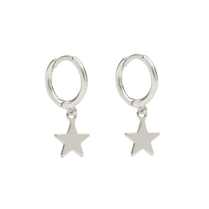 Sterling Silver Needle Fashionable And Elegant Five Pointed Star Earrings-Jewearrings