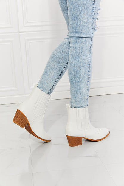 MMShoes Love the Journey Stacked Heel Chelsea Boot in White-Jewearrings