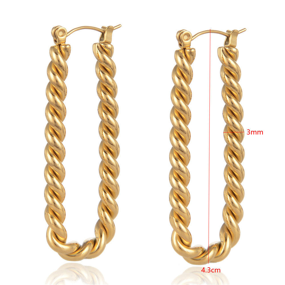 Twisted 18K Gold Electroplated Stud Earrings Twist-Jewearrings