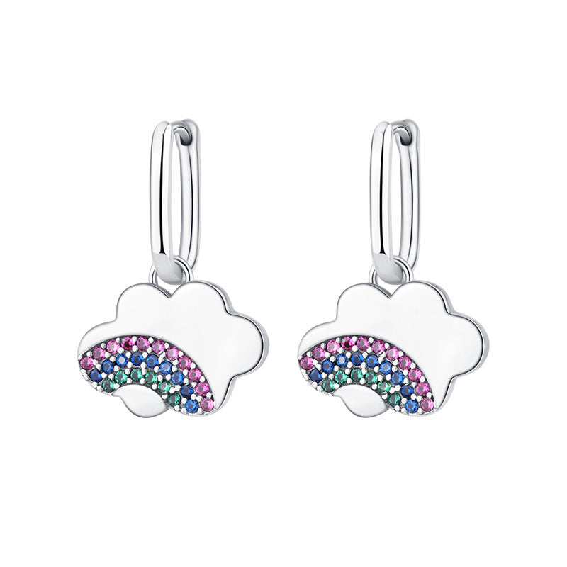 Exotic Style Rainbow Cloud S925 Sterling Silver Small Audience Earrings-Jewearrings