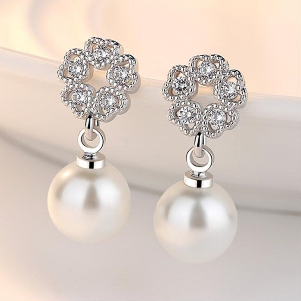 Large Pearl Tassel Earrings Women's Sterling Silver Earrings-Jewearrings