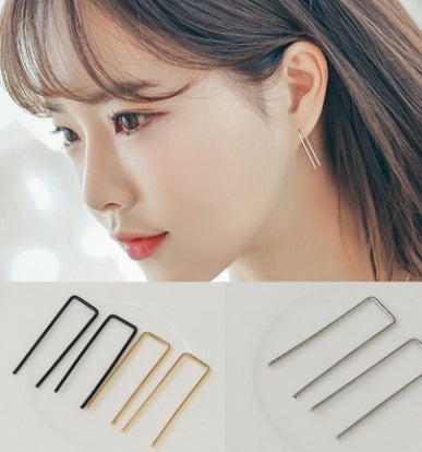 Simple Earrings Rectangular Hollow Ear Clip-Jewearrings