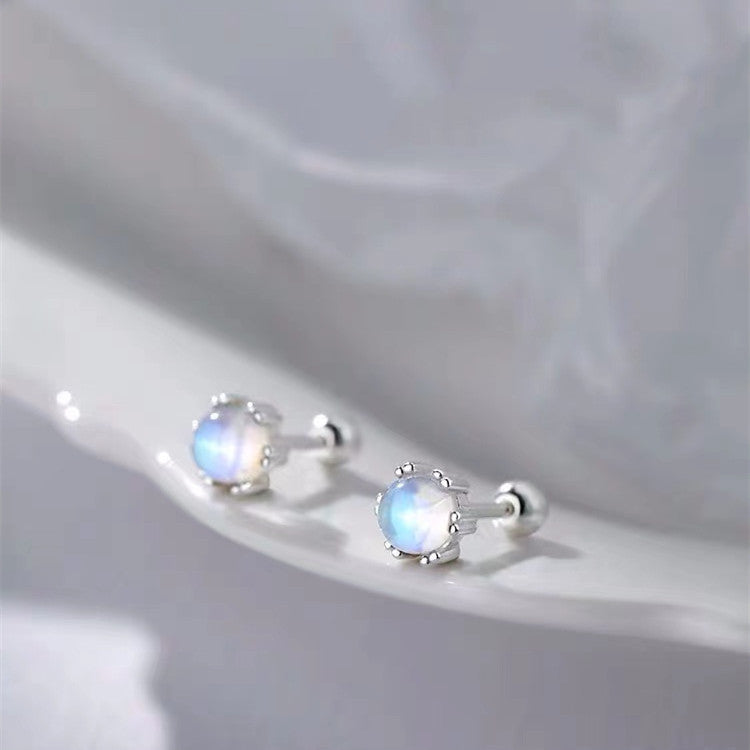 Women's S925 Sterling Silver Moonstone Stud Earrings-Jewearrings