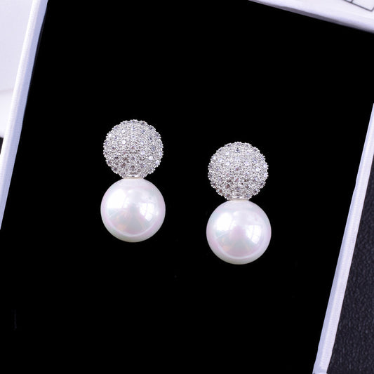 Simple pearl silver earrings-Jewearrings