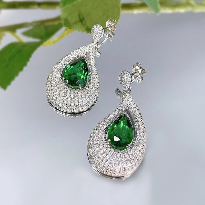 Artificial Emerald Stud Earrings With Diamonds-Jewearrings