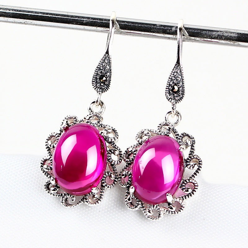 Vintage S925 Sterling Silver Sapphire Earrings-Jewearrings