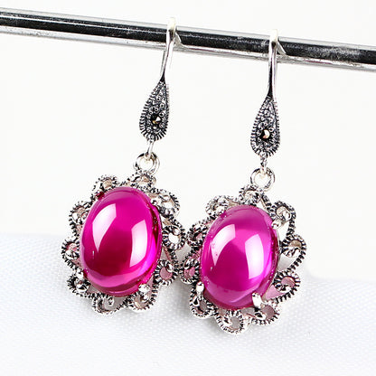 Vintage S925 Sterling Silver Sapphire Earrings-Jewearrings