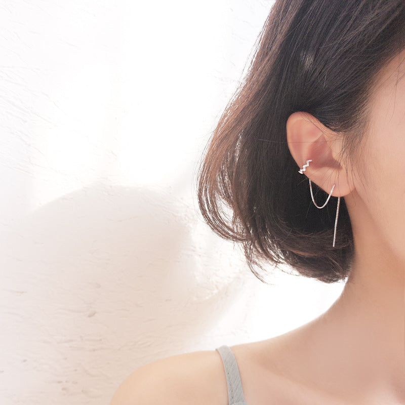 S925 silver ear wire one-piece two earrings-Jewearrings